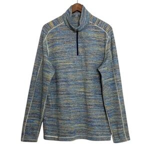 Lululemon Shirt Mens Large Blue Yellow Surge Warm 1/2 Zip Long Sleeve Mid Layer